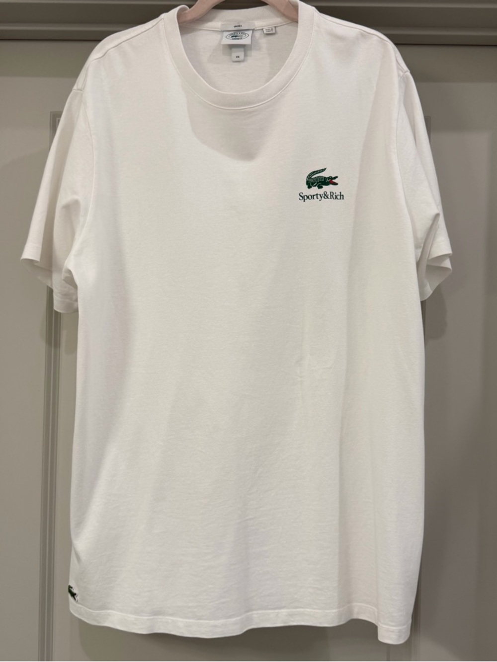 Sporty & Rich/ Lacoste White Logo Crewneck T-Shirt